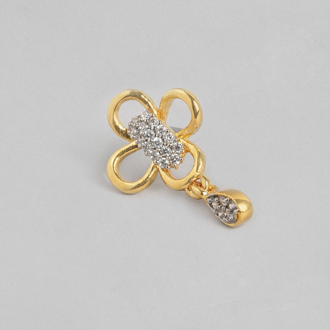 Estele   Gold plated Floral Austrian Diamond Stud Earrings for women