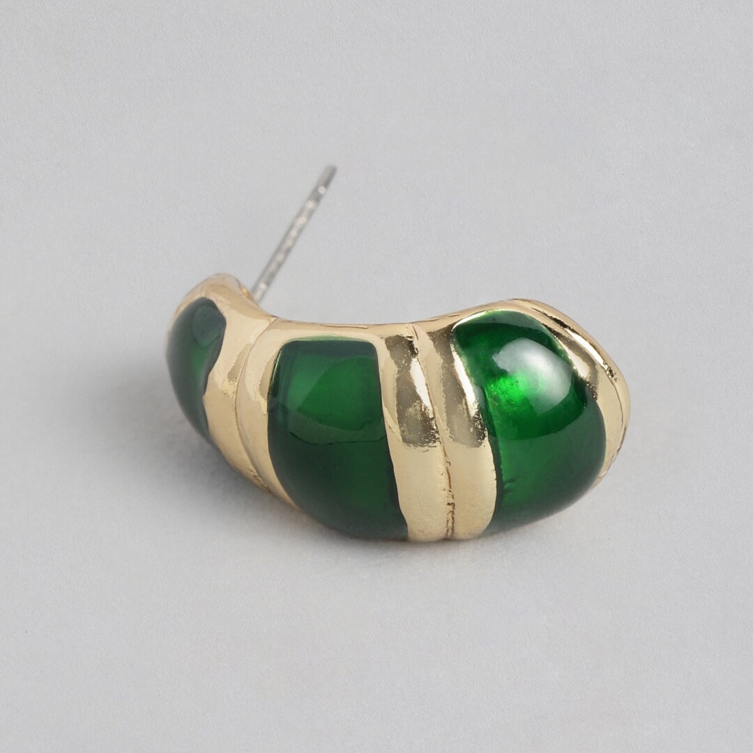 Estele Fancy trendy green and gold plated stud earrings for women