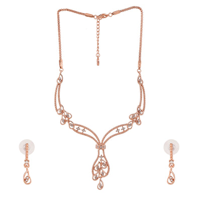 Estele Rose Gold Plated Beautiful Designer Necklace Set with Crystals for Women