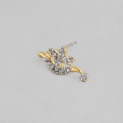 Estele  Gold Plated American Diamond in Flower Shape Stud Earrings for Women