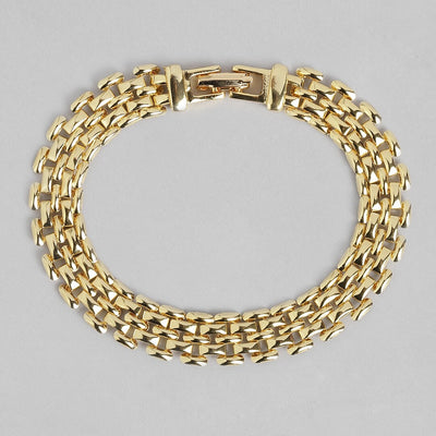Estele Gold Plated Slender Brick Link Bracelet for women