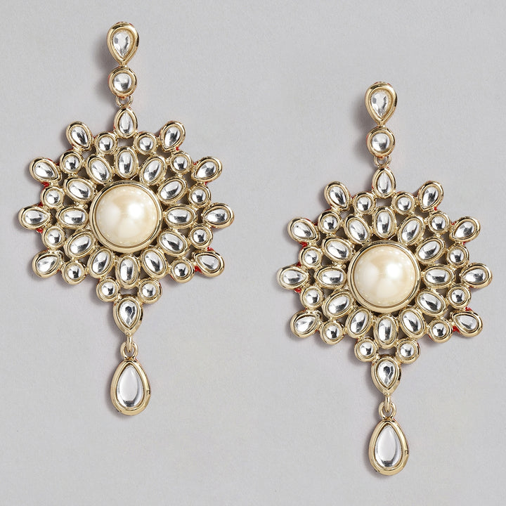 Estele - Antique Gold Plated Traditional Kundan Necklace Set for Women