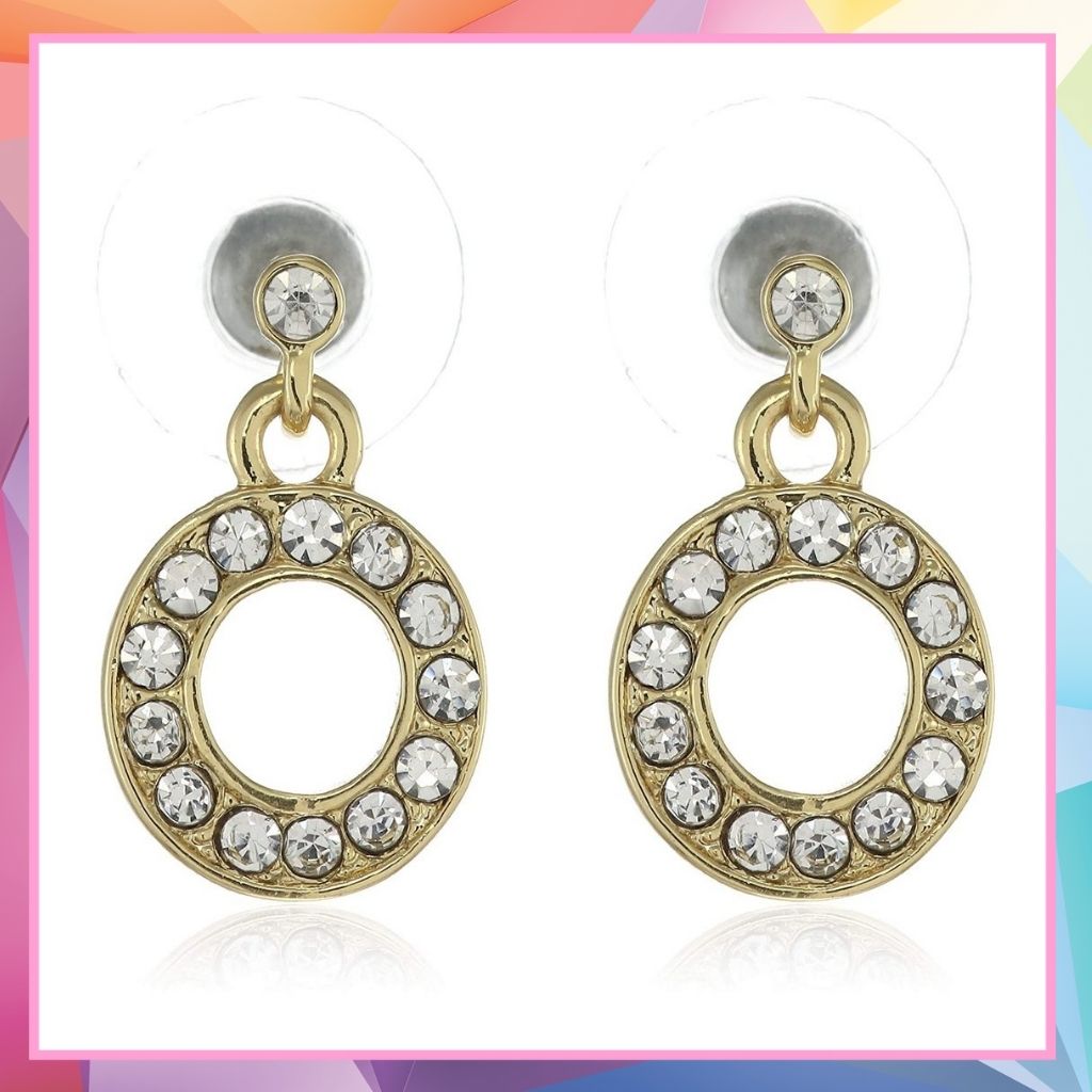 Estele Gold Plated Hanging donut Drop Earrings for women