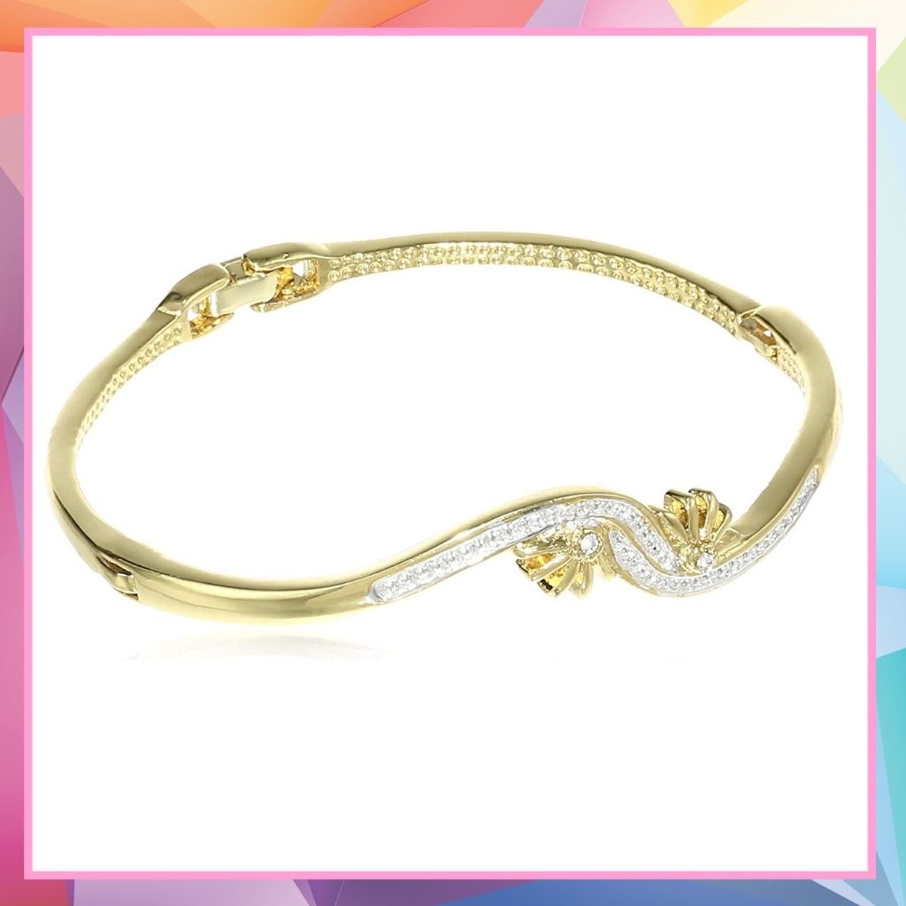 Estele  Gold Plated Sparkling Wave Cuff Bracelet for women