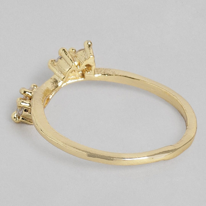 Estele gold plated studded with american diamonds ring for fashionable women(nonadjustable)