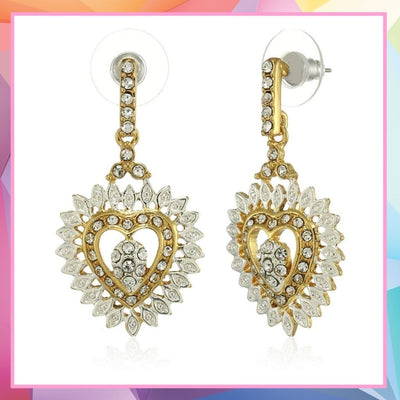 Estele Zinc Alloy Gold and Silver Plated Magnanimous heart Dangle Earrings for Girls