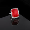 Estele Rhodium Plated CZ Sparkling Finger Ring for Women(Adjustable)