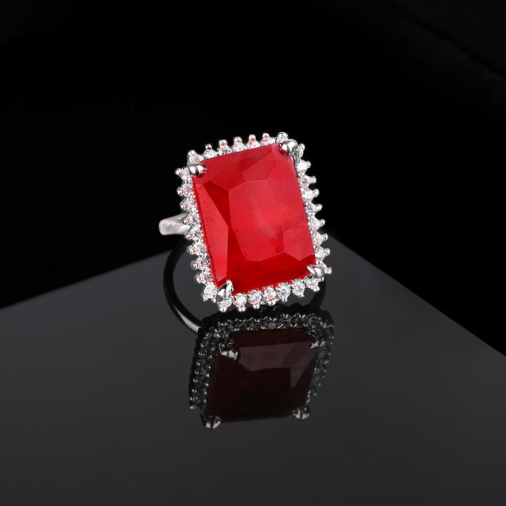 Estele Rhodium Plated CZ Adjustable Sparkling Ring for Women