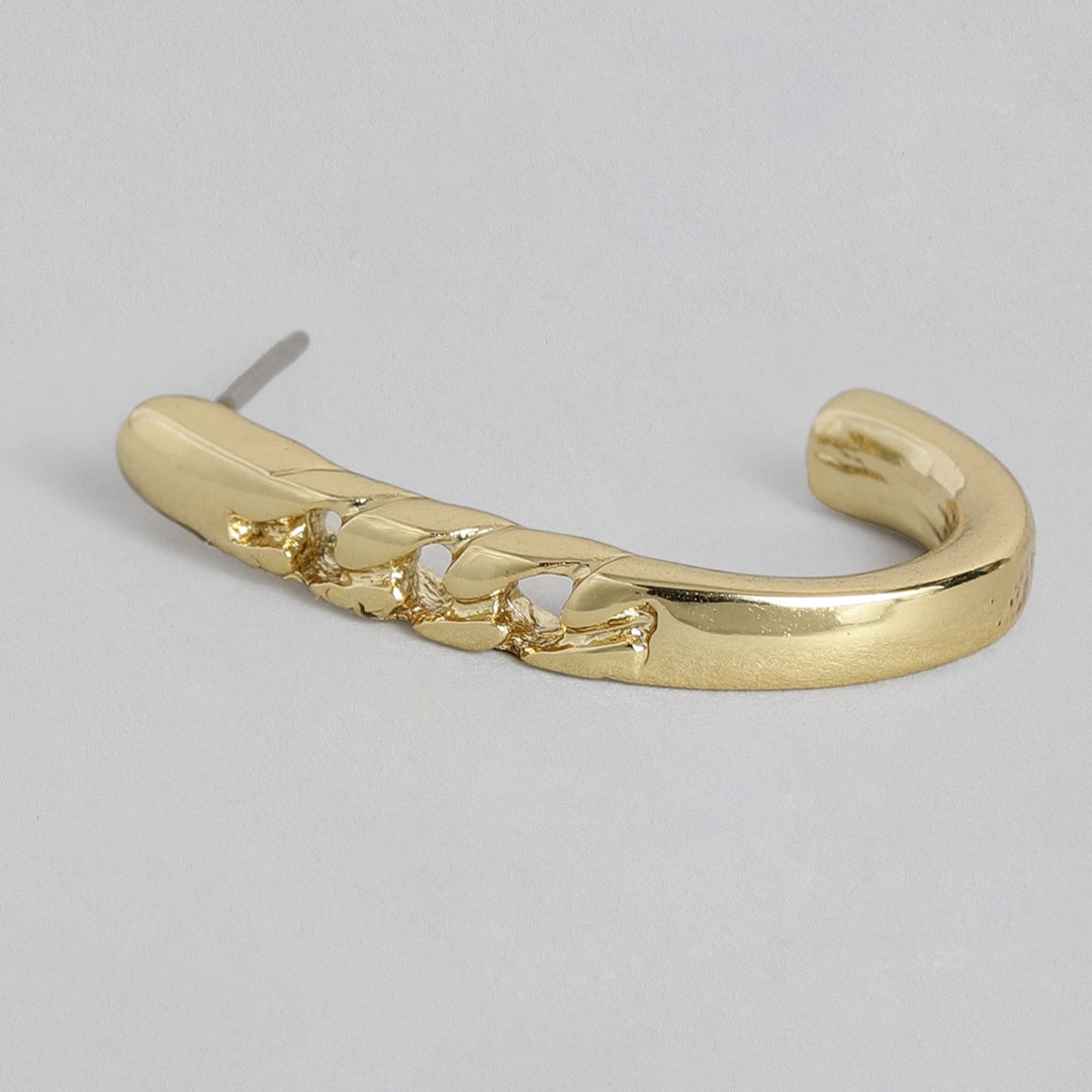 Estele Non Precious Metal Rose Gold Plated Designer braid half Hoop Earrings for Girls