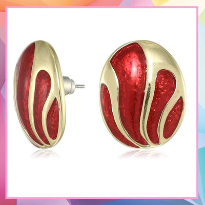Estele Gold Plated and red enamel fashionable studs for women