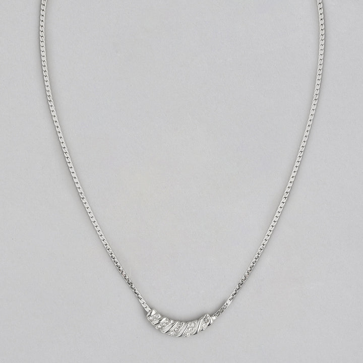 Estele Rhodium Plated chain with attached gold designer pendant for women