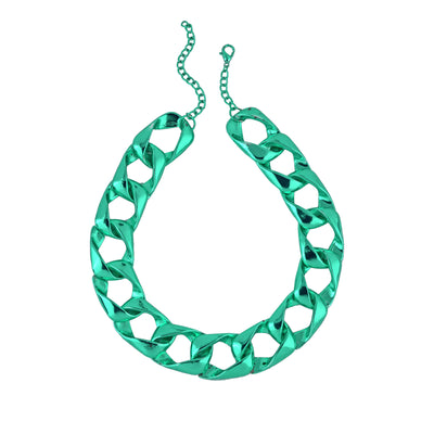 Estele Metallic Green Plating Innovative Cuban Designer Necklace for Women