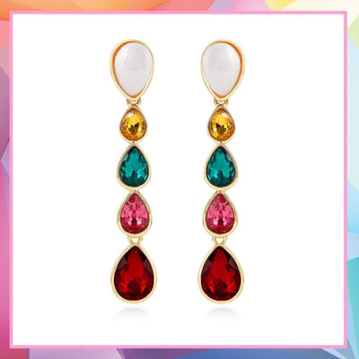 Multicolour Gemstone Crystals Drop Earrings