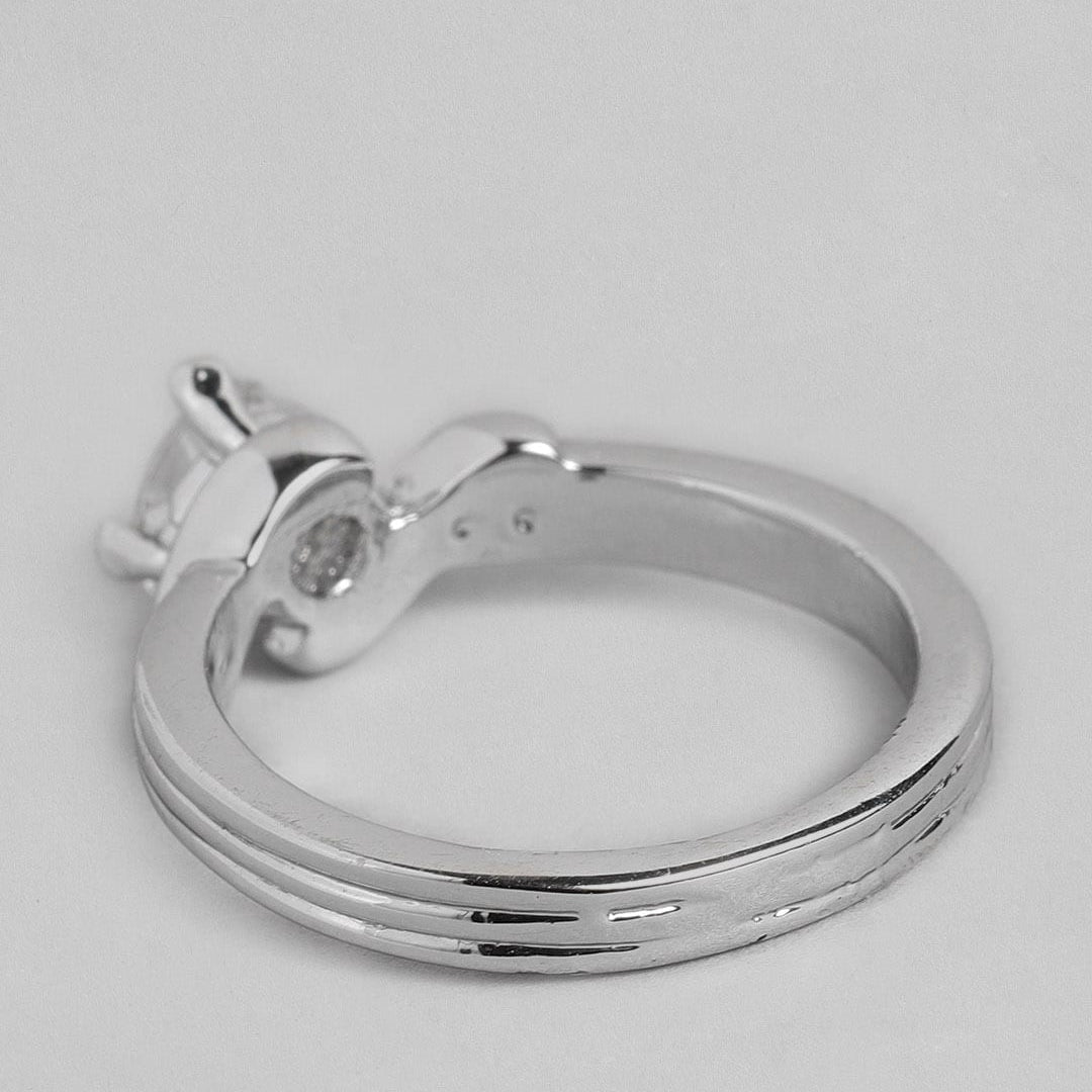 Estele Silver Band With White Stone For Women ( non adjustable)