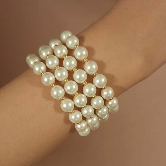 Estele - White Pearl Four Line Bracelet