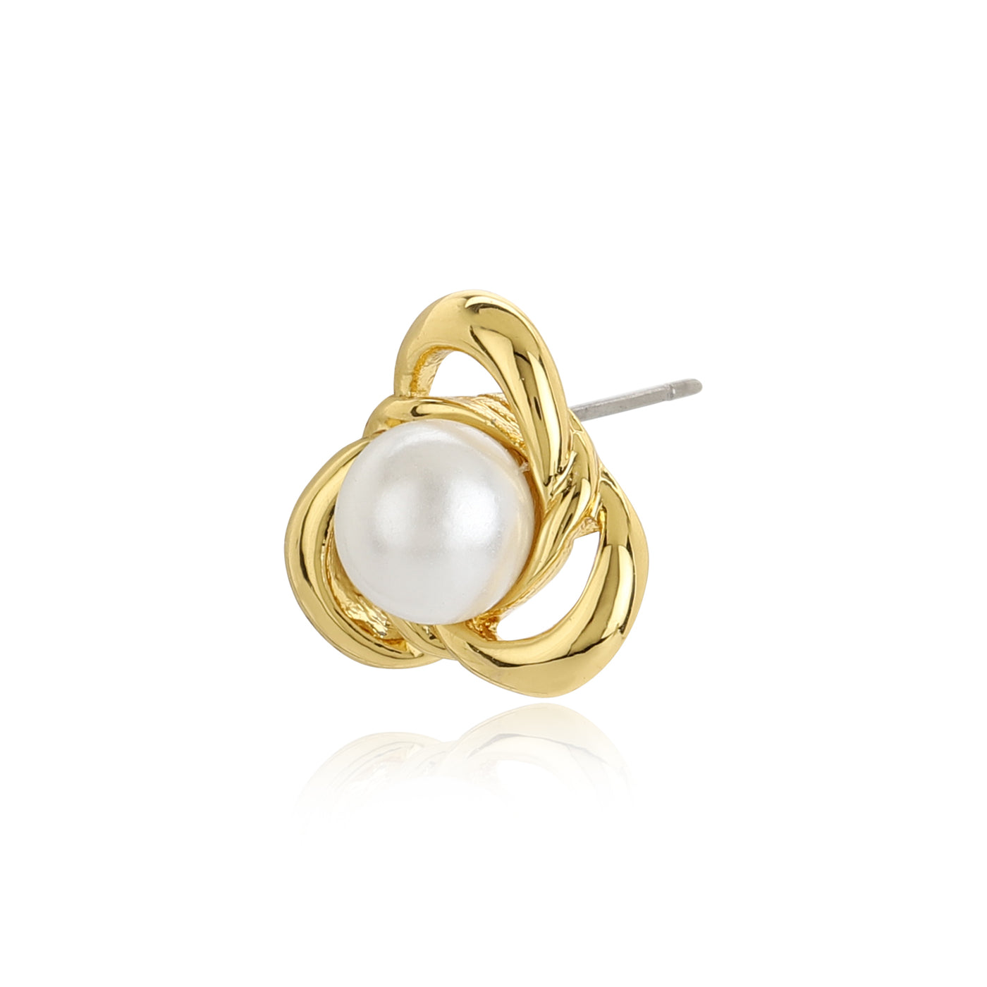 Gold Plated White Flux Pearl Stud Earrings