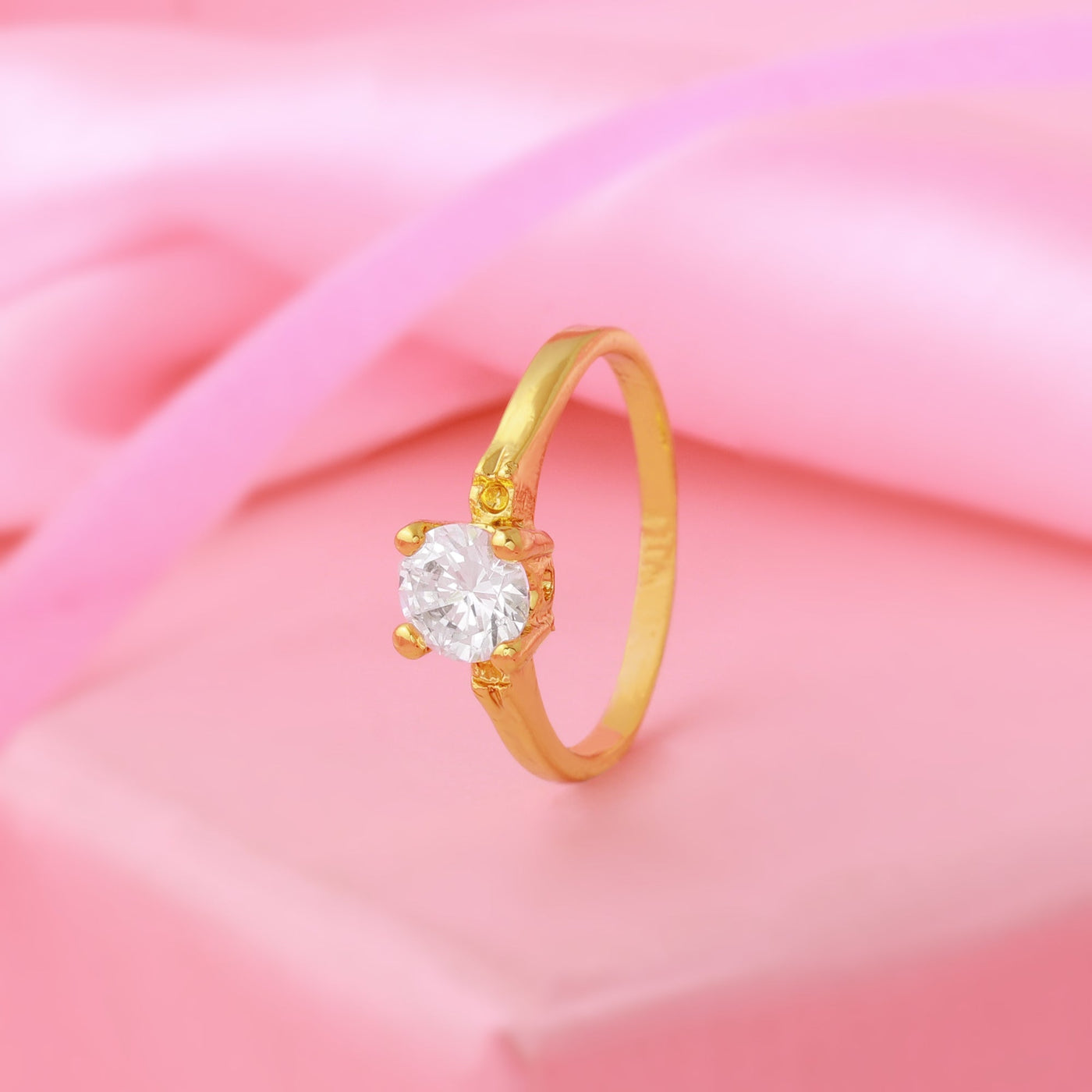 Estele Gold Plated Pretty Ring with Crystal for Women