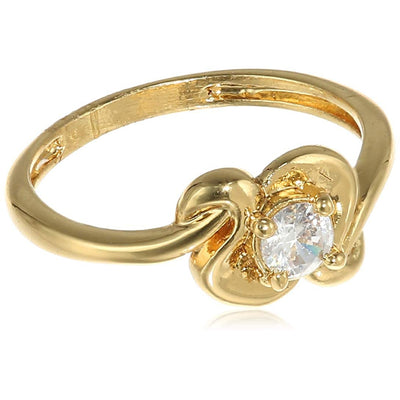 Estele gold plated fancy ring with Designer Yellow Flower American diamond for women