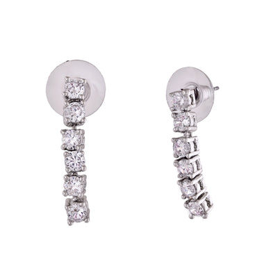 Estele Rhodium Plated CZ Sparkling earrings for Women