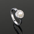 Estele Rhodium Plated Circular Shaped Finger Ring with Austrian Crystals & Pearl for Women