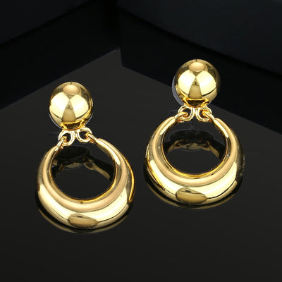 Estele Gold Plated Round Small Drop Earrings for Women/Girls