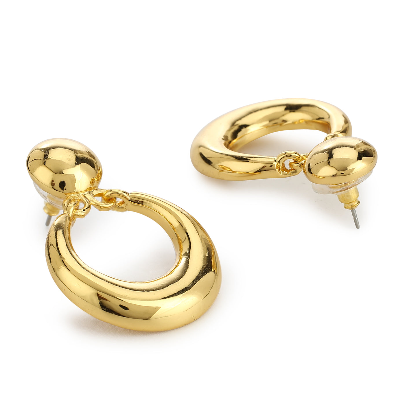 Estele Gold Plated Round Small Drop Earrings for Women/Girls