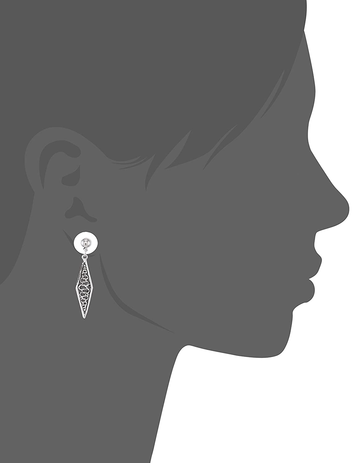 Estele Rhodium Plated Dagger edge Dangle Earrings for women