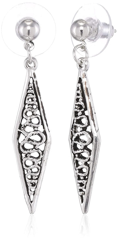Estele Rhodium Plated Dagger edge Dangle Earrings for women