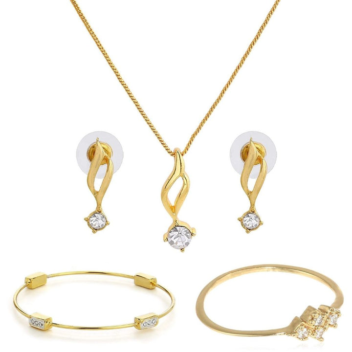 Estele Valentines Day Gift for Wife/Girl Friend Combo Set Necklace Earrings Bracelet & Ring for Girls & Women