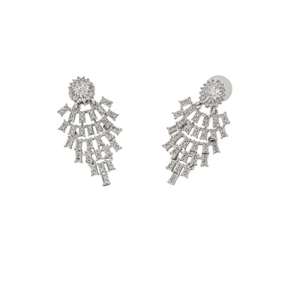 Estele Rhodium Plated CZ Sparkling Earrings for Women