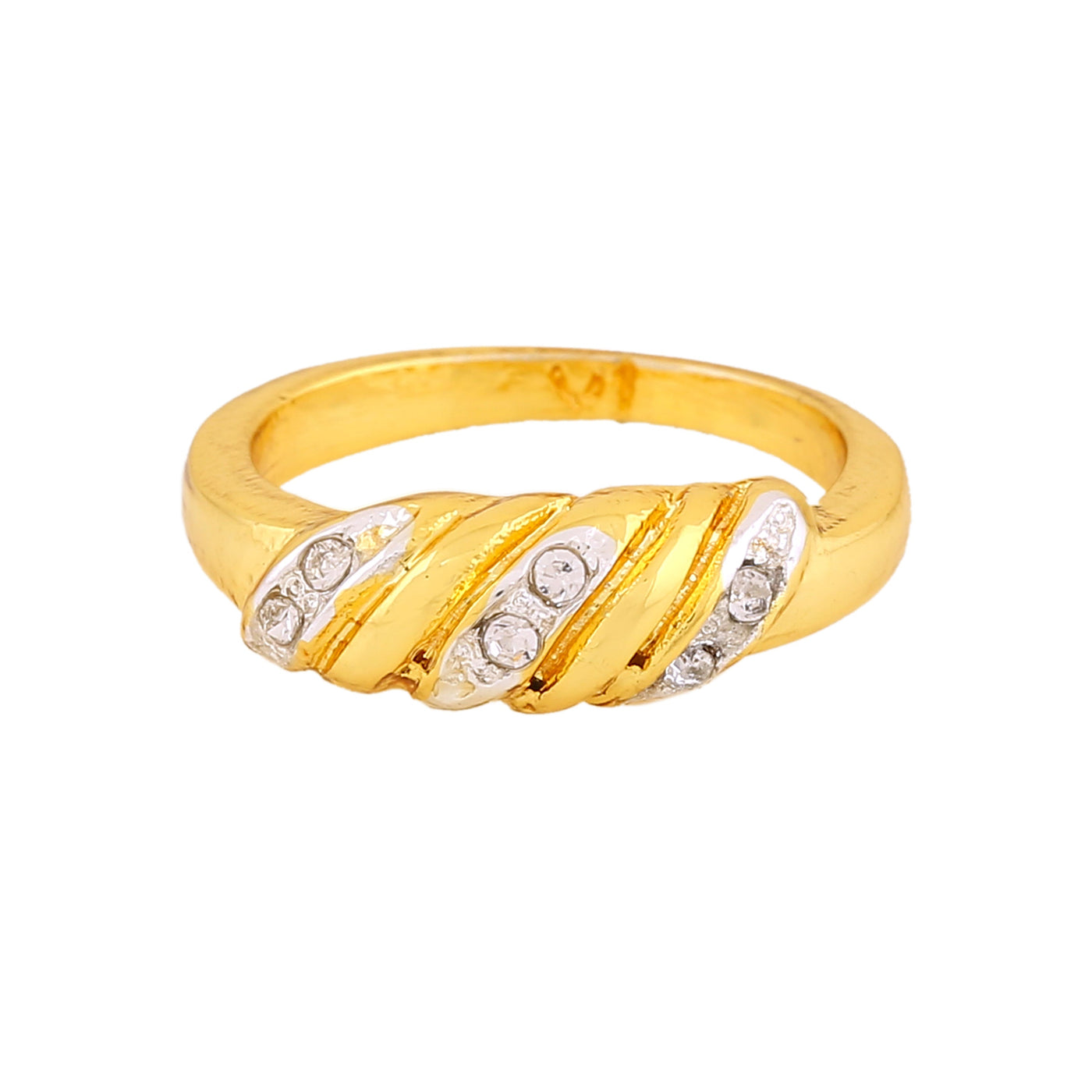 Estele Gold Plated Twisted Ring for Women with Crystals for Women