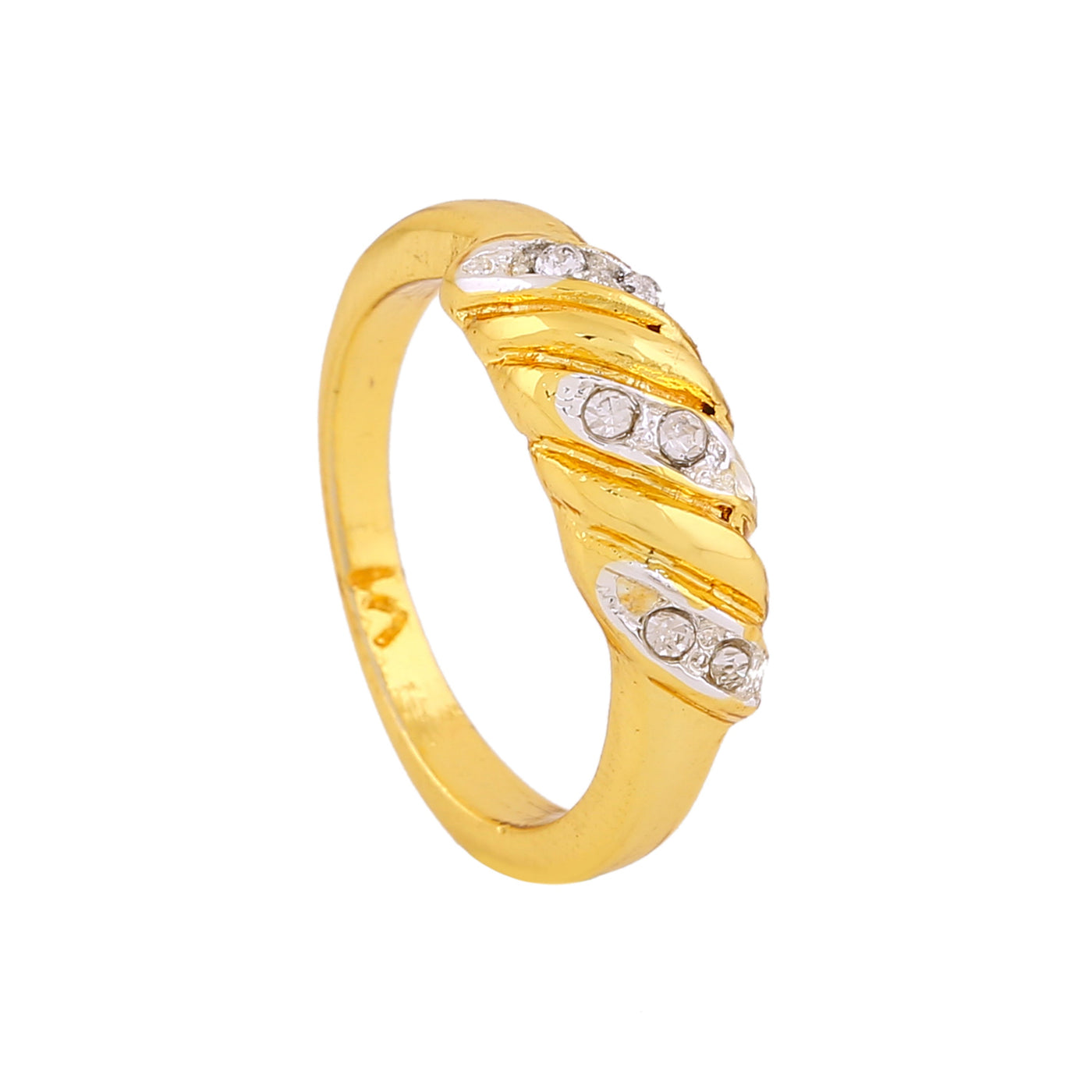 Estele Gold Plated Twisted Ring for Women with Crystals for Women