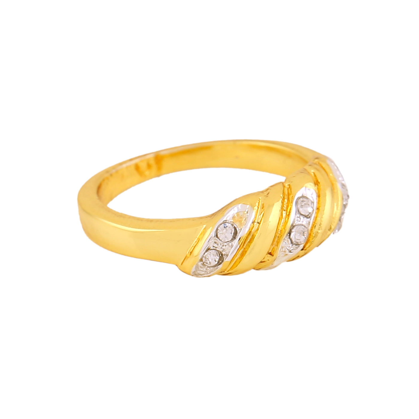 Estele Gold Plated Twisted Ring for Women with Crystals for Women