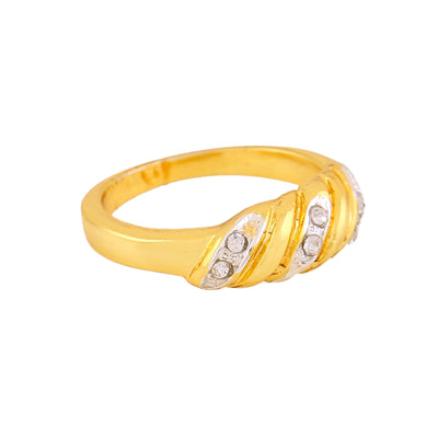 Estele Gold Plated Twisted Ring for Women with Crystals for Women