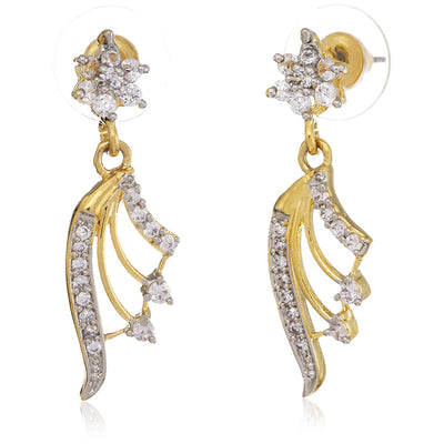 Estele   Gold and Silver Plated American Diamond Ballerina Stud Earrings for women