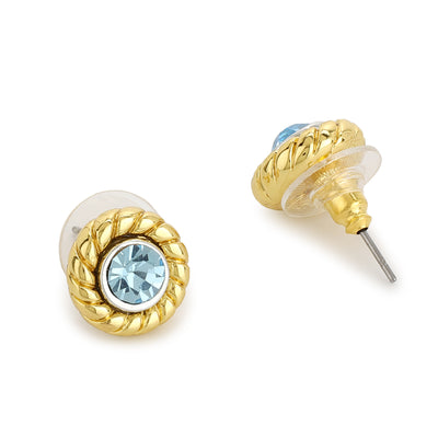 Blue Stone Round Stud Earrings