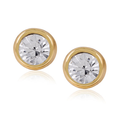 Estele Gold Plated Round Shaped AD Stud Earrings for Women
