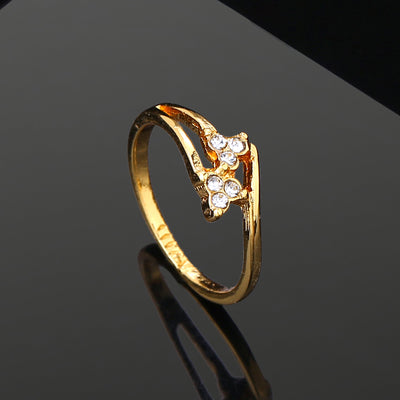 Estele Gold Plated Flower Designer Finger Ring for Women