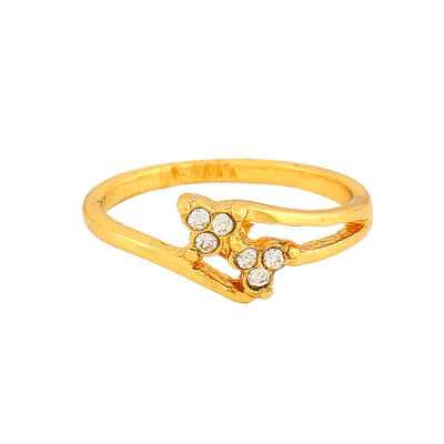 Estele Gold Plated Flower Designer Finger Ring for Women