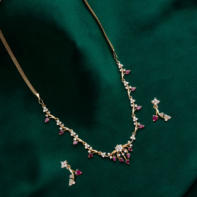Estele - Rubani Ruby 24 KT gold plated Necklace Set