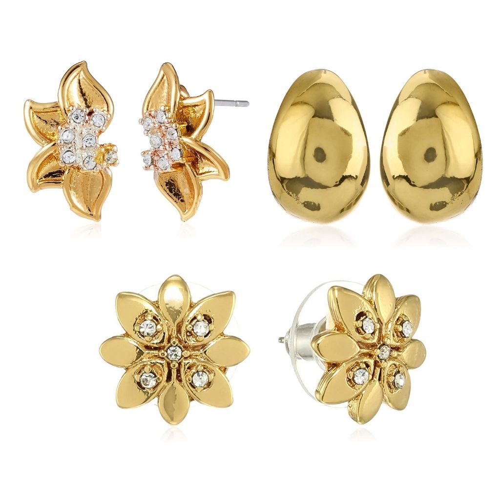 Estele Valentines Day Gifts For Girlfriend Gold Plated Stud Earrings Combo