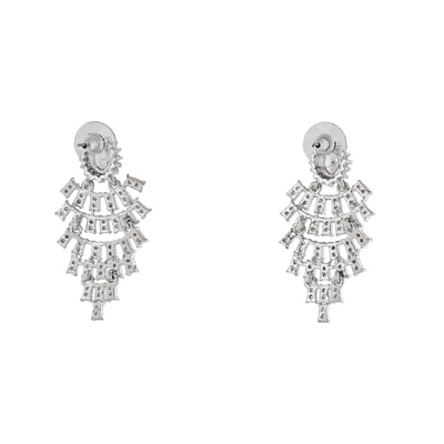 Estele Rhodium Plated CZ Sparkling Earrings for Women