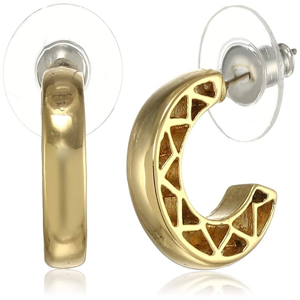 Estele gold Plated Carved Hoop Earrings