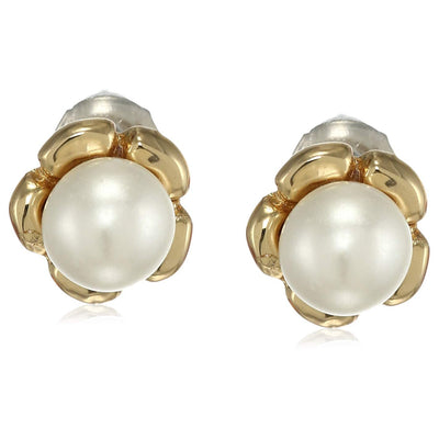 Estele   Gold Plated Pearl flower Stud Earrings    for women