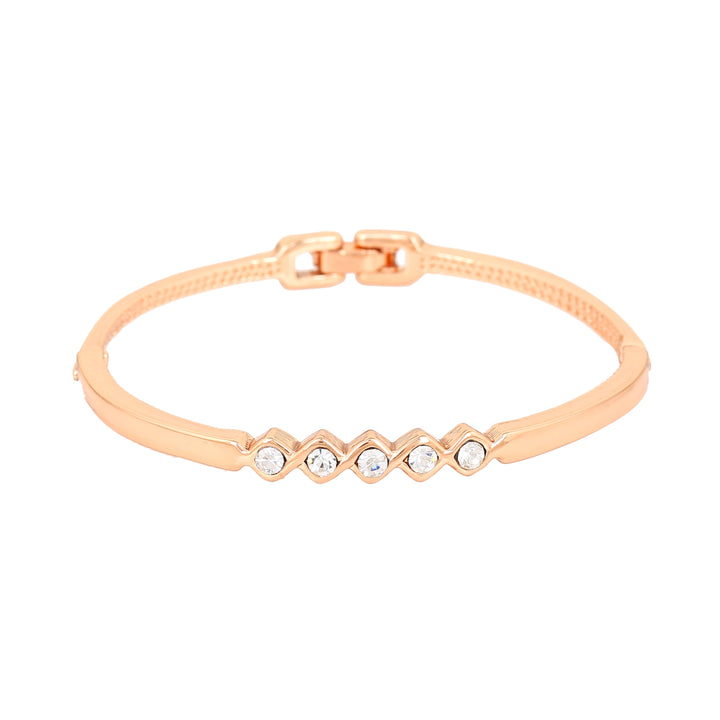 Estele Rose Gold Plated Classic Cuff Bracelet with Crystals for Women