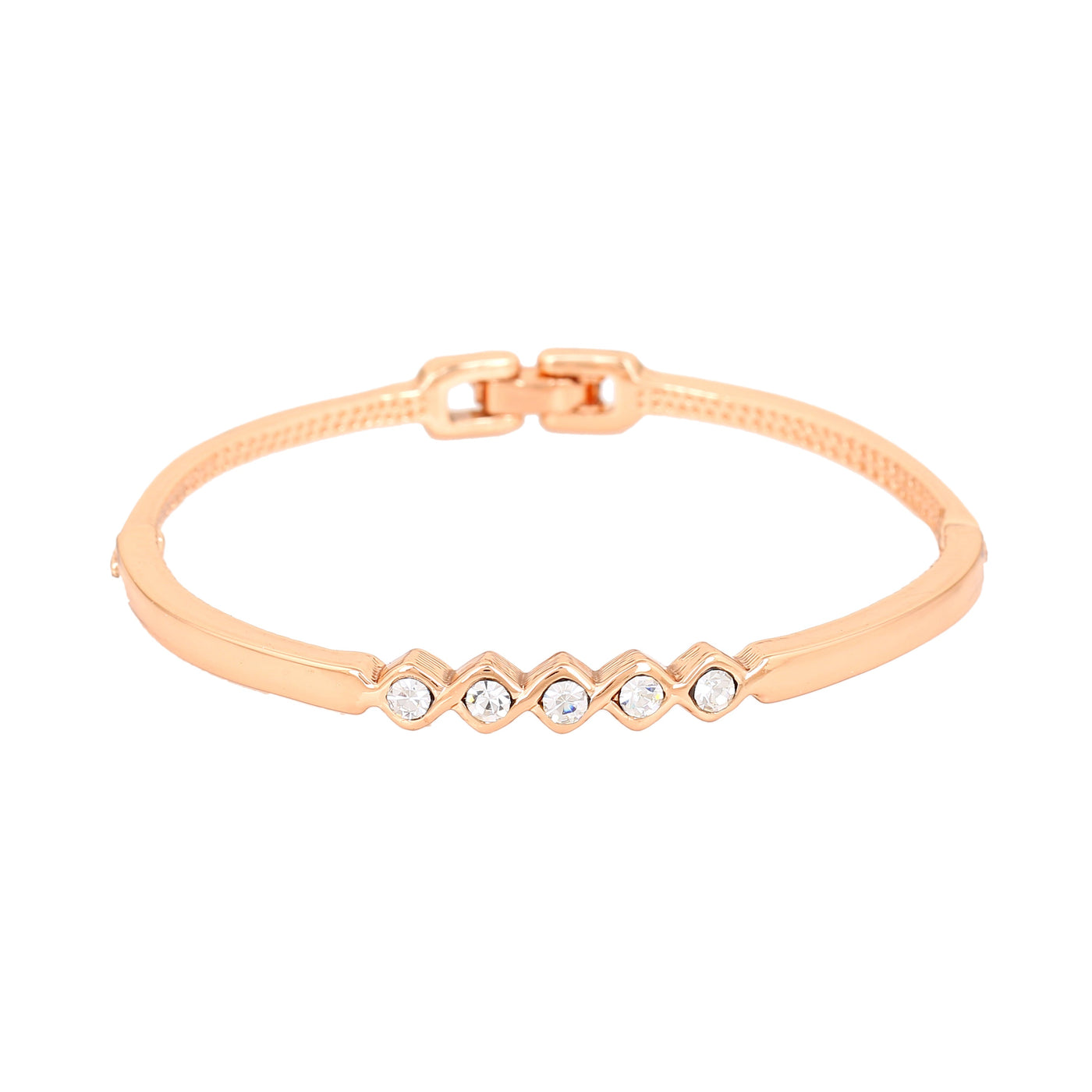 Estele Rose Gold Plated Classic Cuff Bracelet with Crystals for Women