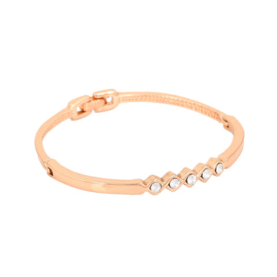 Estele Rose Gold Plated Classic Cuff Bracelet with Crystals for Women