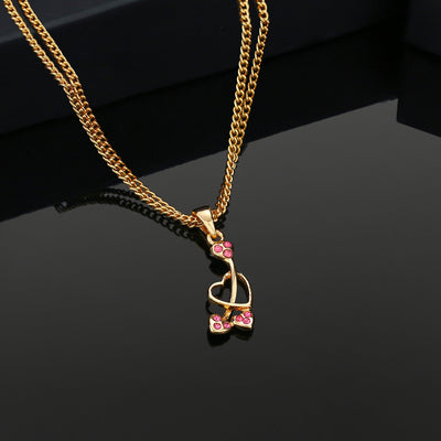 Estele Gold Plated Heart-shaped Pendant with Austrian Crystals for Women