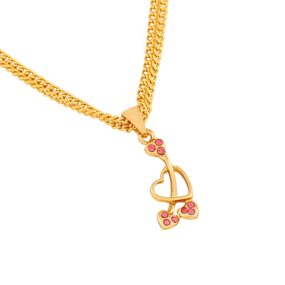 Estele Gold Plated Heart-shaped Pendant with Austrian Crystals for Women