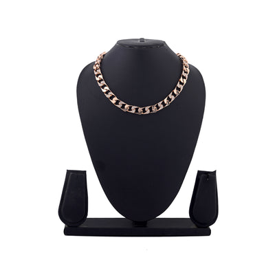 Estele Rose Gold Plated Stylish Cuban & Carb Thick Necklace with Crystals for Women